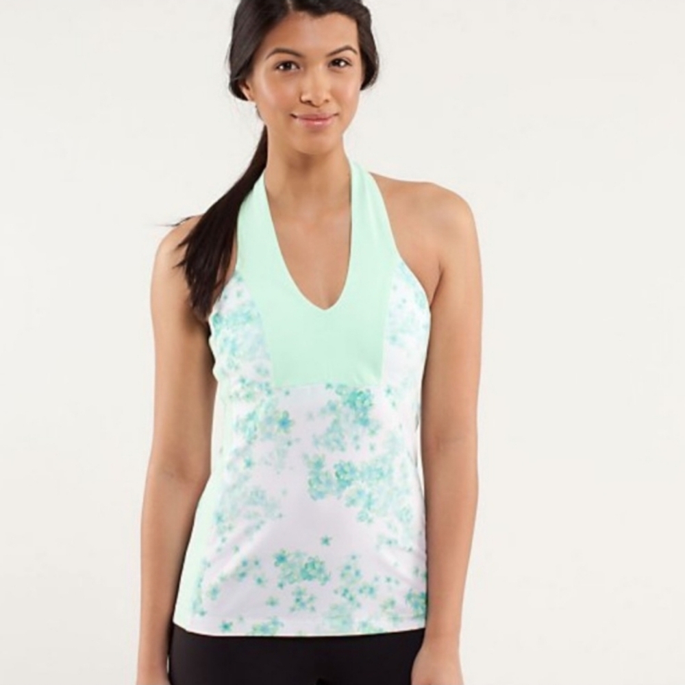 Lululemon Green Floral Halter Tank Women's size 10